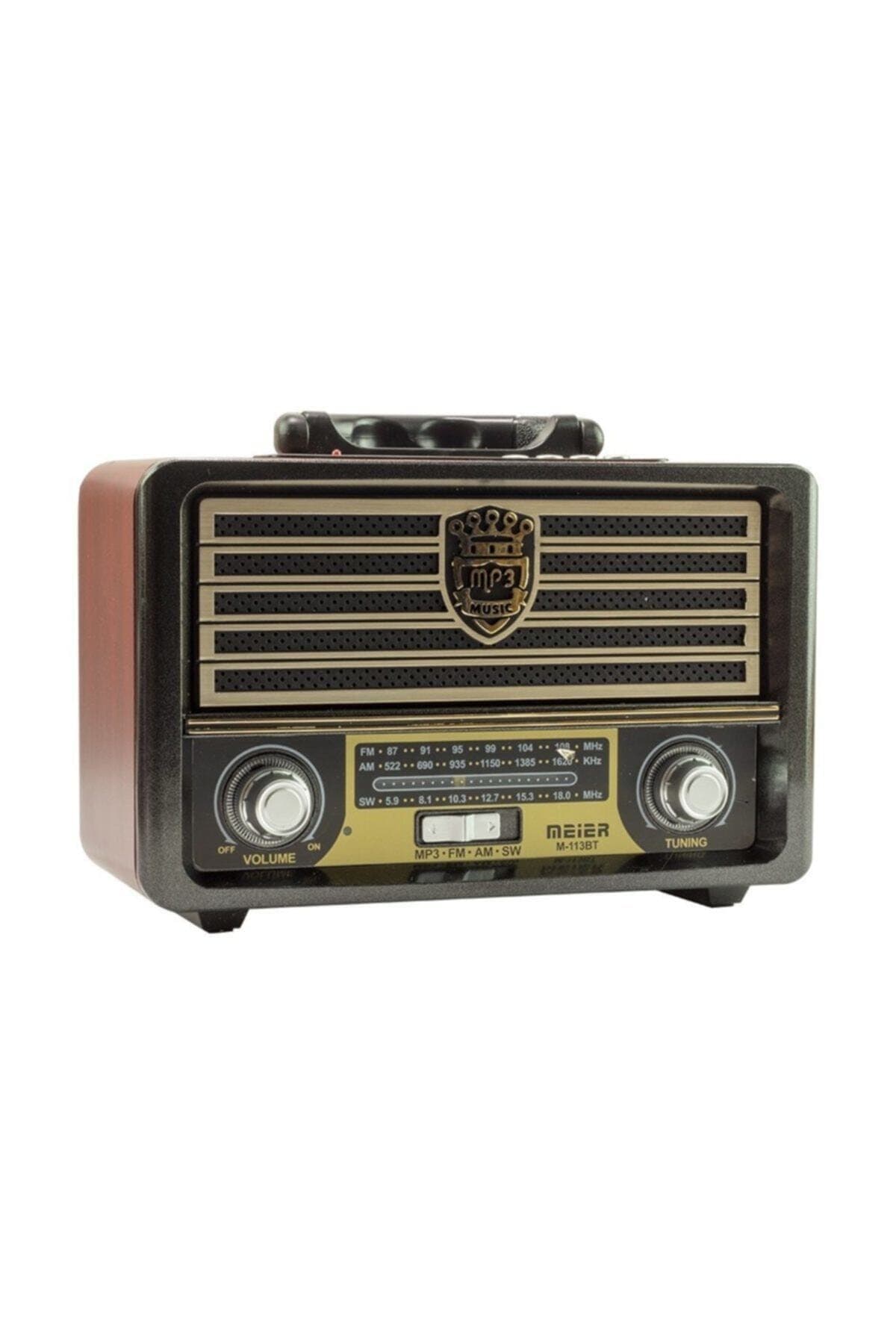 Meier 113bt Nostaljik Radyo Ahşap Görünümlü Bluetooth Fm Sd Kart