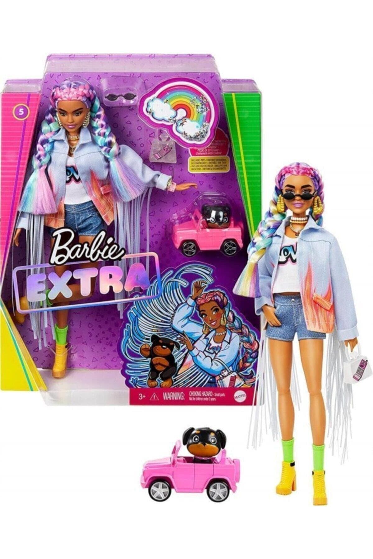 Barbie Extra - Esmer Extra - Renkli Örgü Saçlı Bebek Grn29
