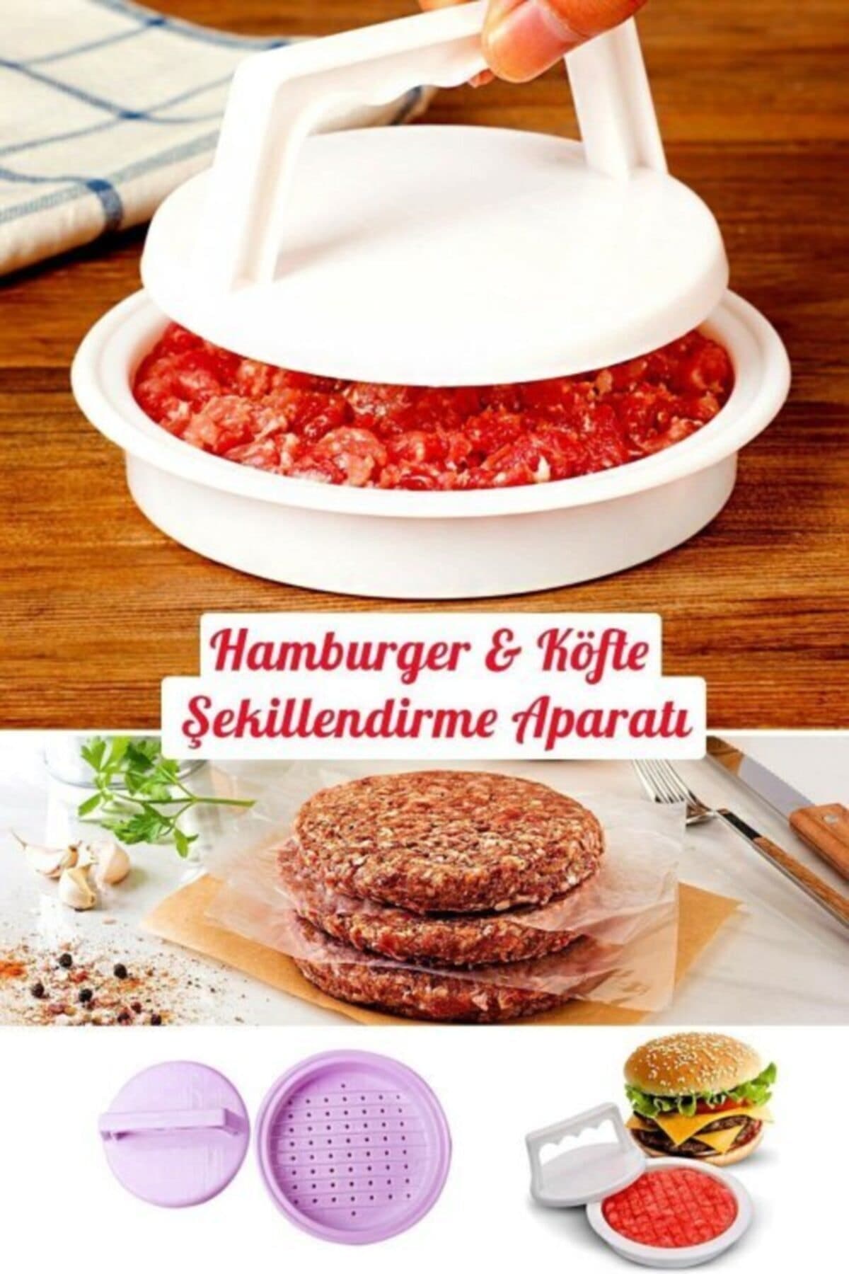 AKCAKESE Hamburger Kalıbı Köfte Presi Şekillendirici Pratik Hamburger Yapma Aparatı