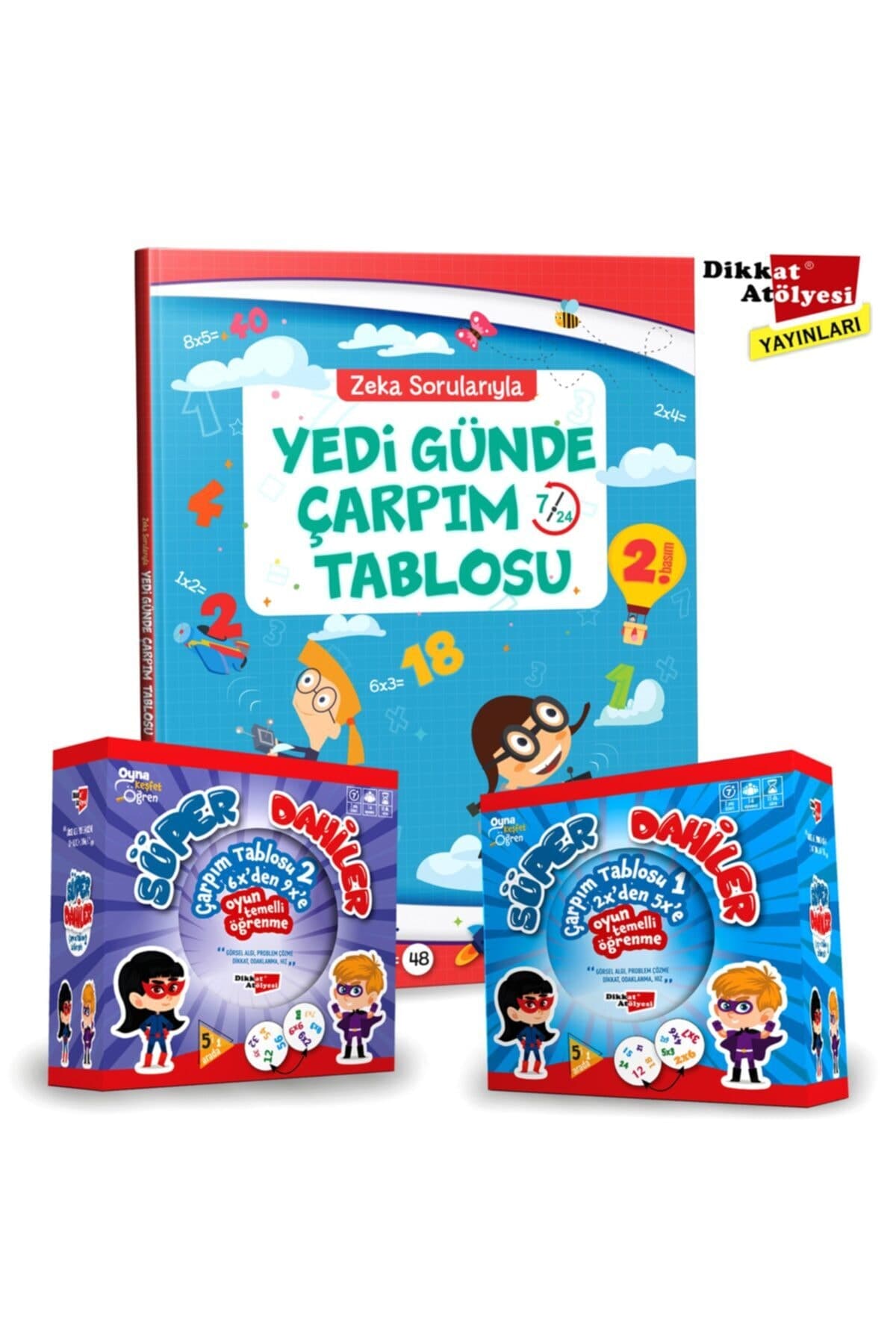 Dikkat Atölyesi Yayınları Süper Dahiler 7 Günde Çarpım Tablosu Seti Eğlenerek Öğrenme Aktivite Seti