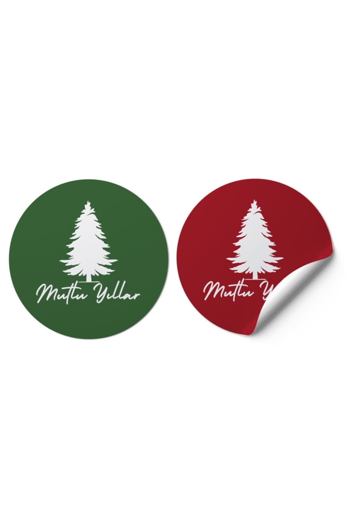 etikettcim Mutlu Yıllar Kuşe Sticker (4x4cm) 36 Adet - Karışık