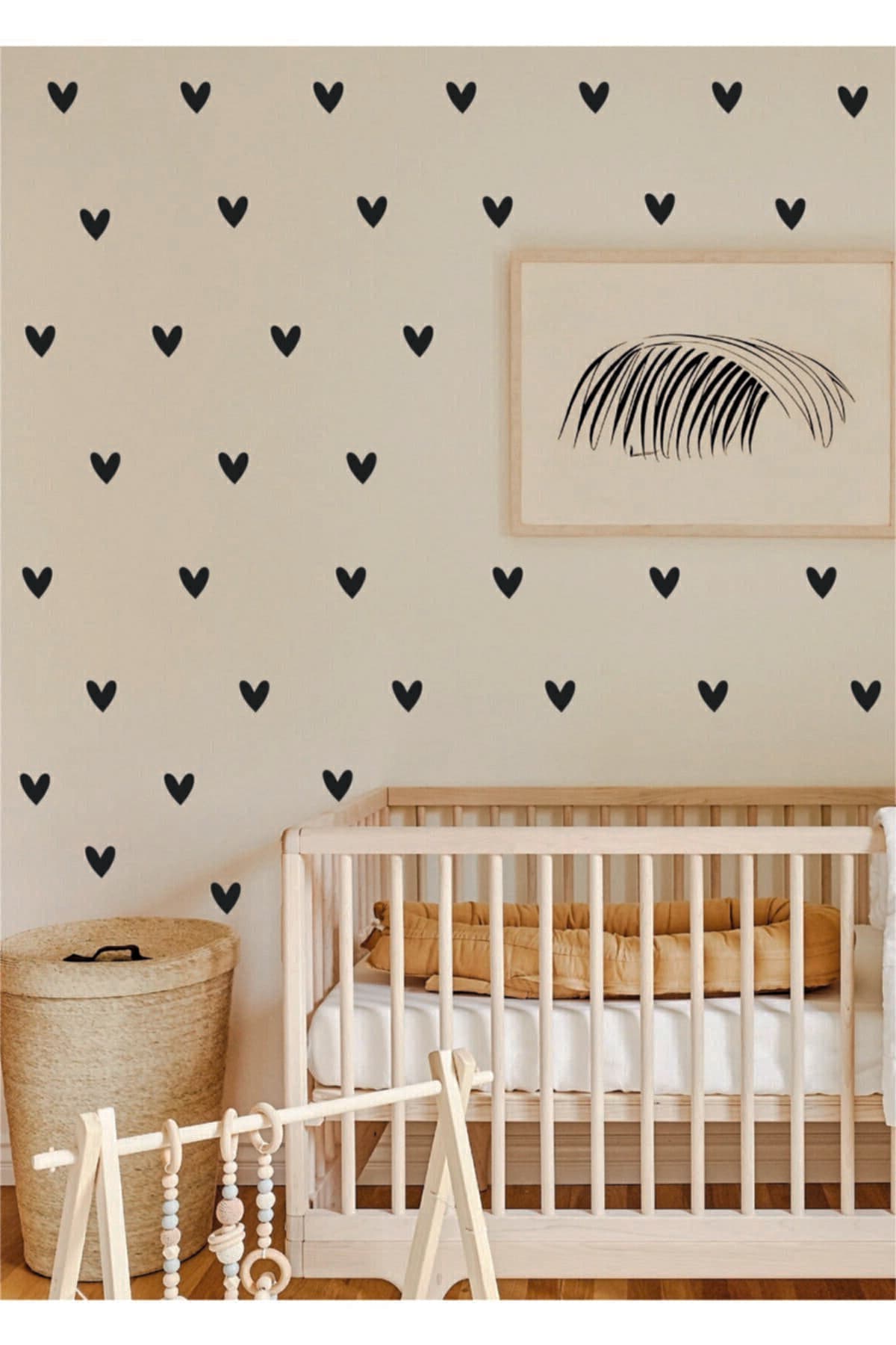 ENGINPRINT Siyah Şirin Kalp Çocuk Odası Sticker 102 Adet