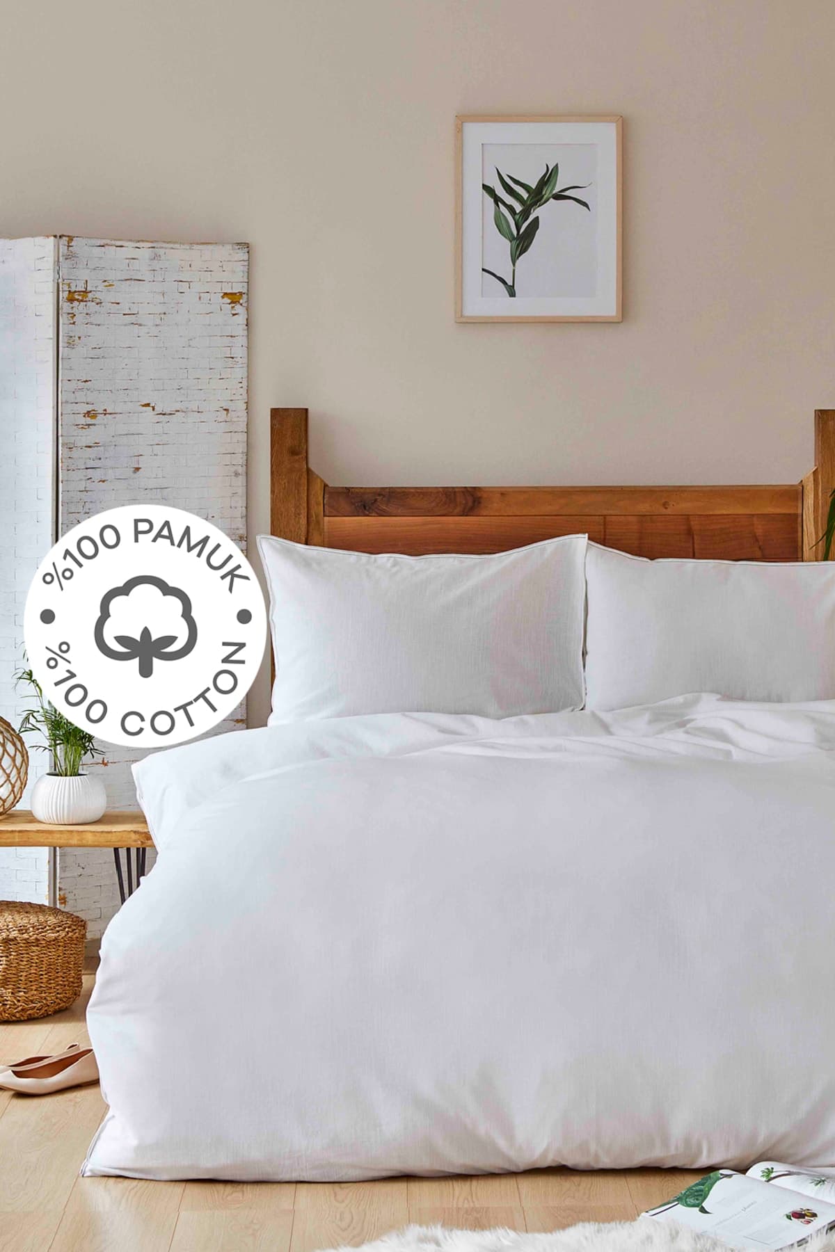 Karaca Home Back To Nature Beyaz %100 Pamuk Çift Kişilik Nevresim Takımı