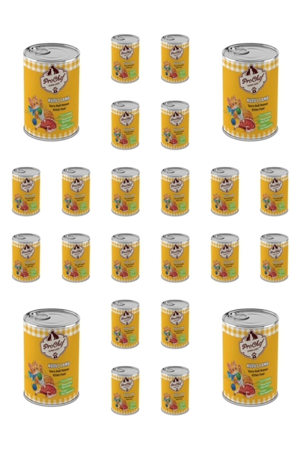 Prochef 24 Adet Yavru Kuzu Etli Kıyılmış Kedi Maması ( 415 Gr 24'lü Pro Chef Konserve Yaş Mama )
