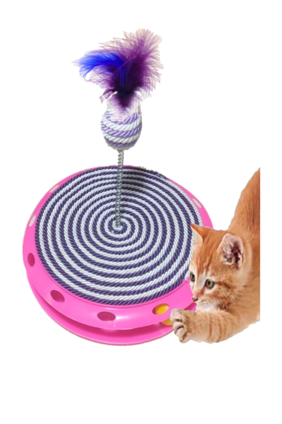 TİNEKE Tek Katlı Eğlenceli Kedi Oyuncağı Ve Tırmalama ( Mor Ve Beyaz )
