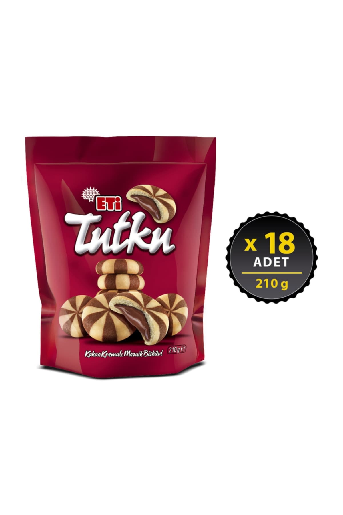 Eti Tutku Torba Kakao Kremalı Mozaik Bisküvi 210 g x 18 Adet
