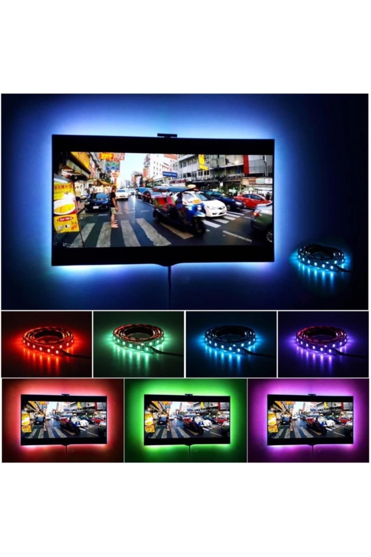 Magic Hobby Tv Arkası Rgb Şerit Led Monitör Masa Aydınlatma Usb'li 1,5m Kumandalı