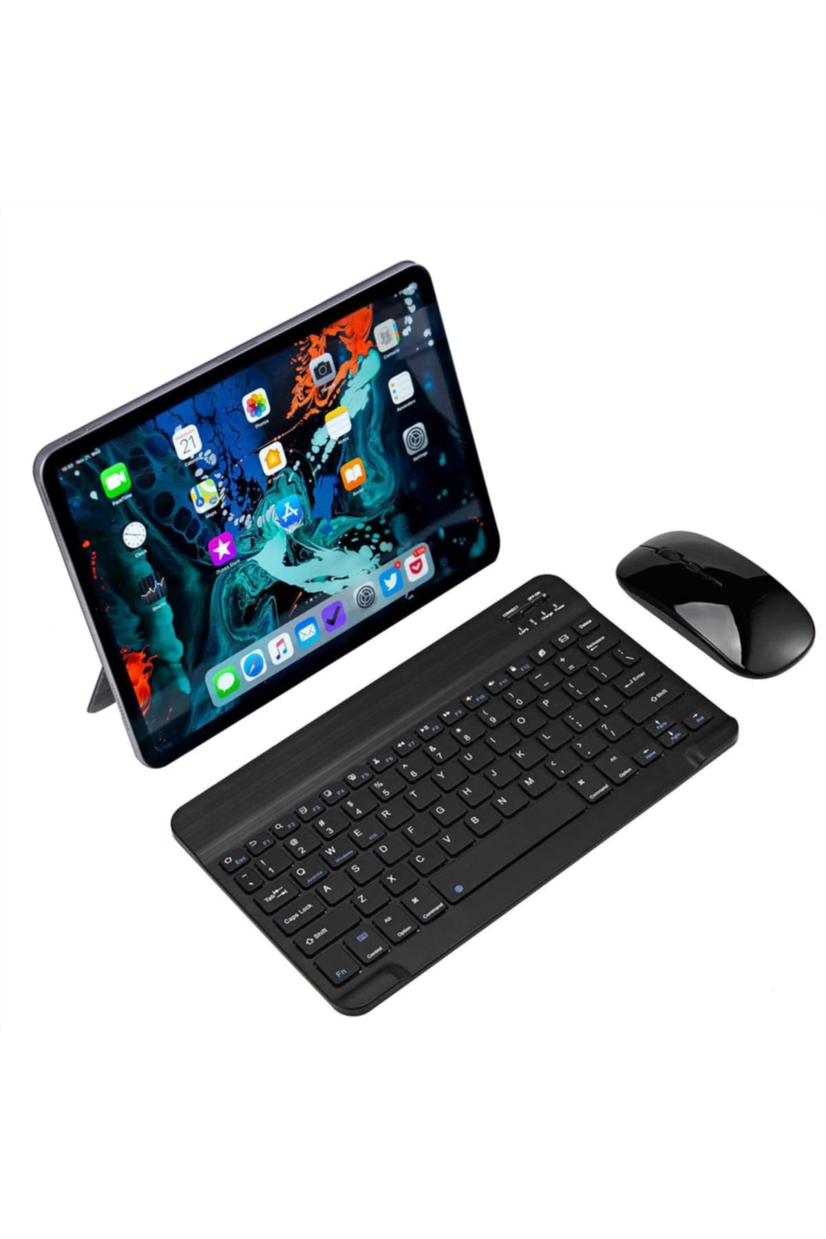 DUHALINE Samsung Galaxy Tab A8 Lte Sm-x207 10.5" Uyumlu Slim Şarjlı Bluetooth Klavye Ve Mouse Seti