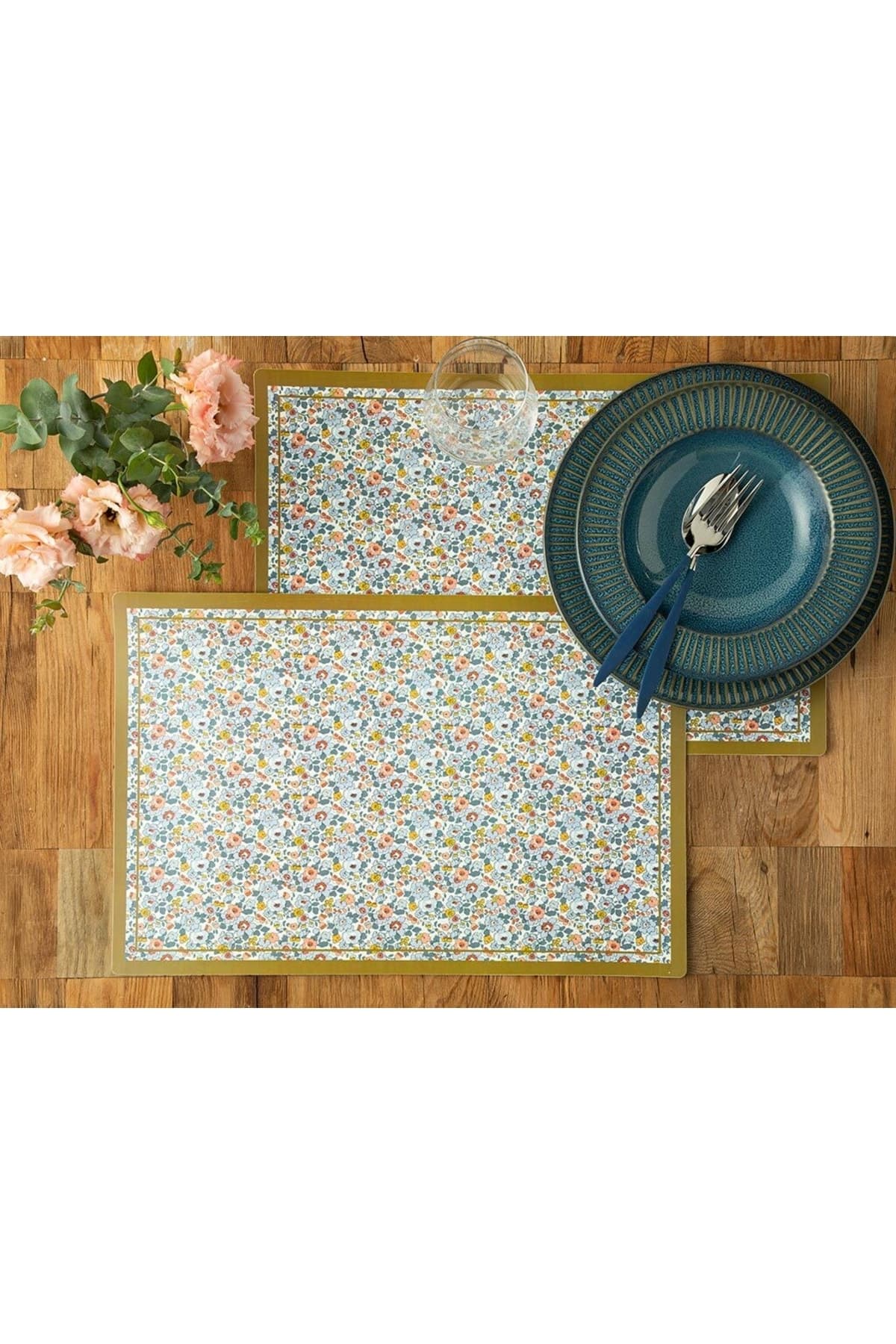 English Home Fleuriste 4'lü Amerikan Servis 30x45 Cm Mavi