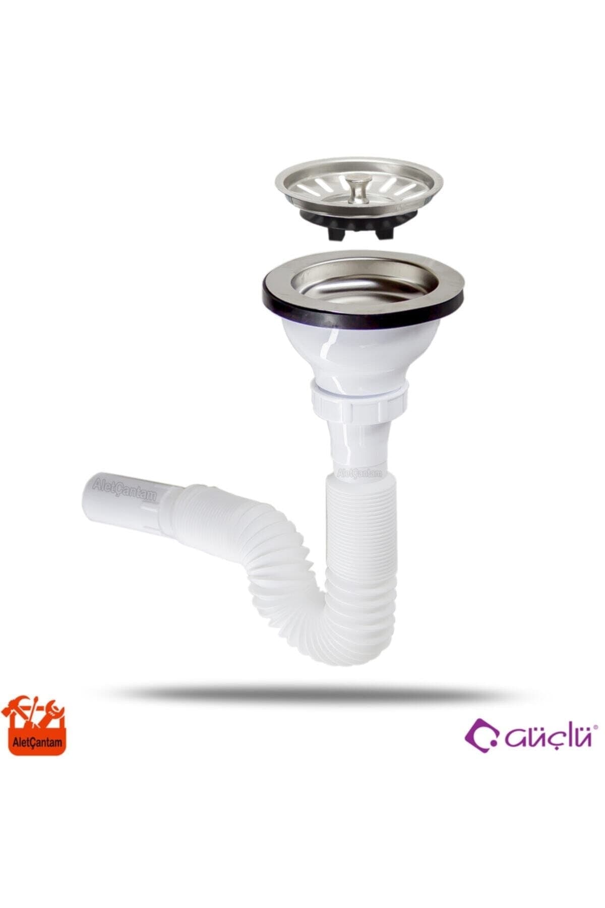 Genel Markalar Stoplu Çöpmak Büyük Lavabo Evye Gider Sifonu Paslanmaz Geniş Kafalı Süzgeç