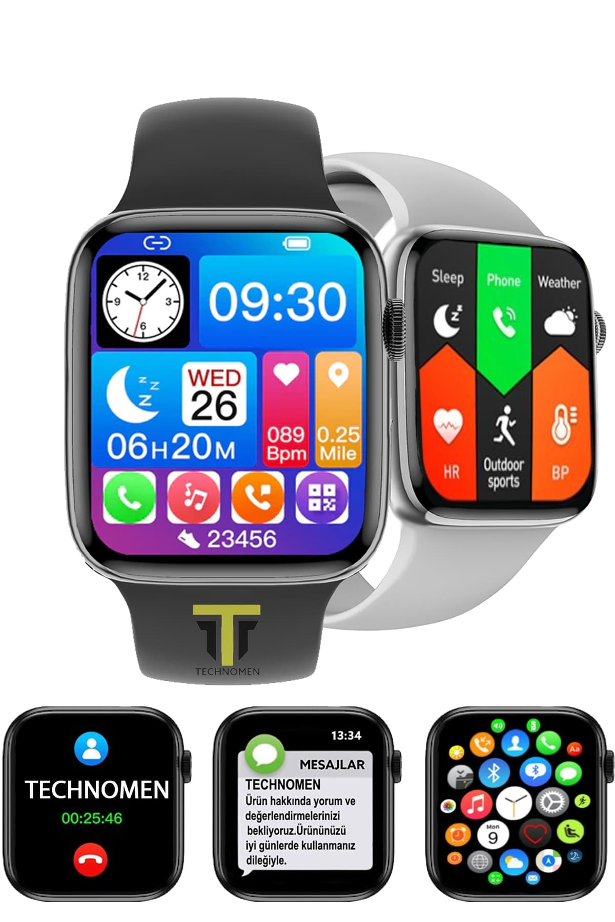 TECHNOMEN Watch7 Hw Premium Series Son Sürüm Akıllı Saat Smartwatch Ip67 Suya Dayanıklı Ios Android Uyumlu