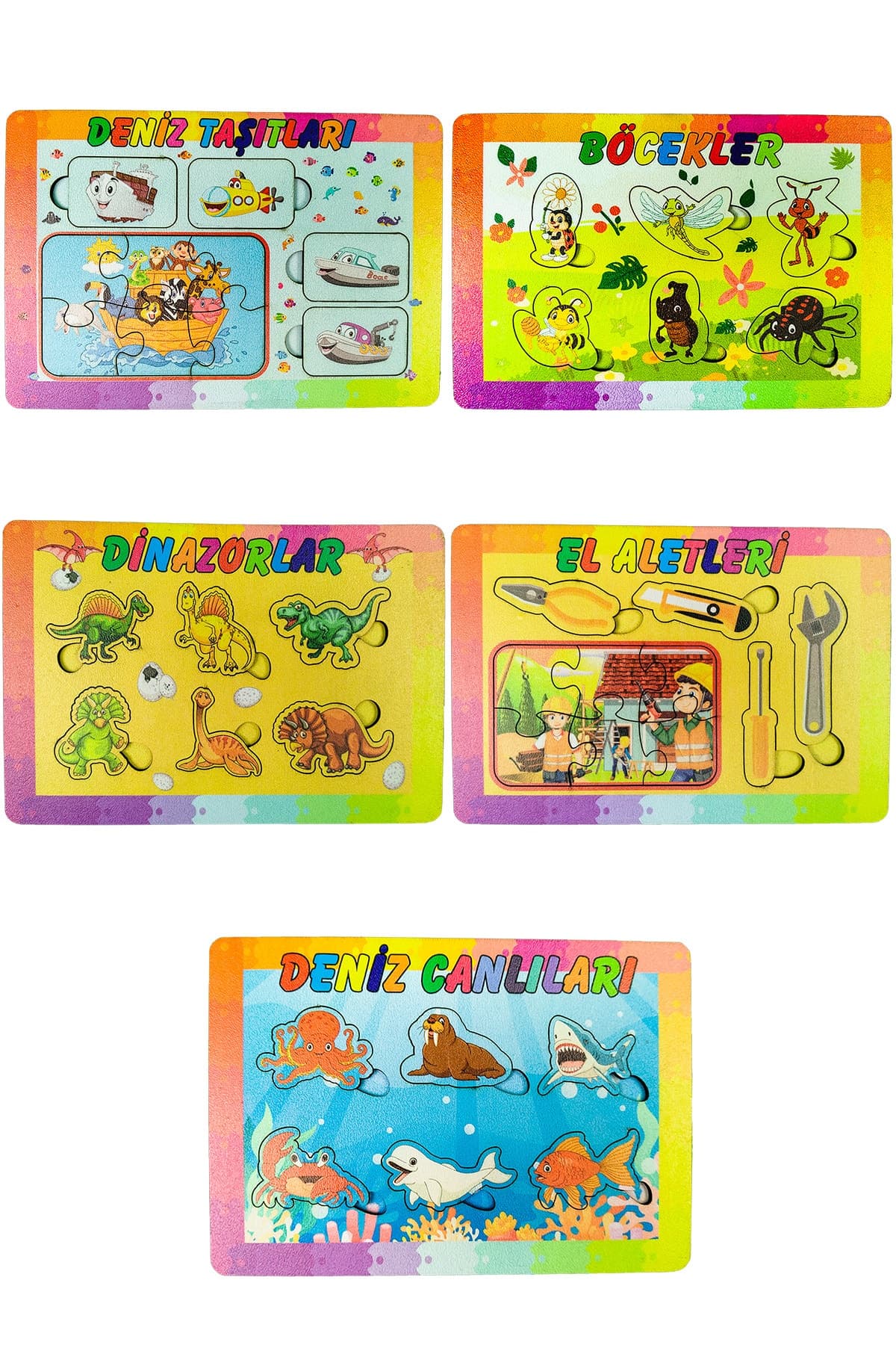 artı dekor 5'li Eğitici Çocuk Bultak Yabboz Puzzle Seti1 14x20 Cm (BT 1-5)