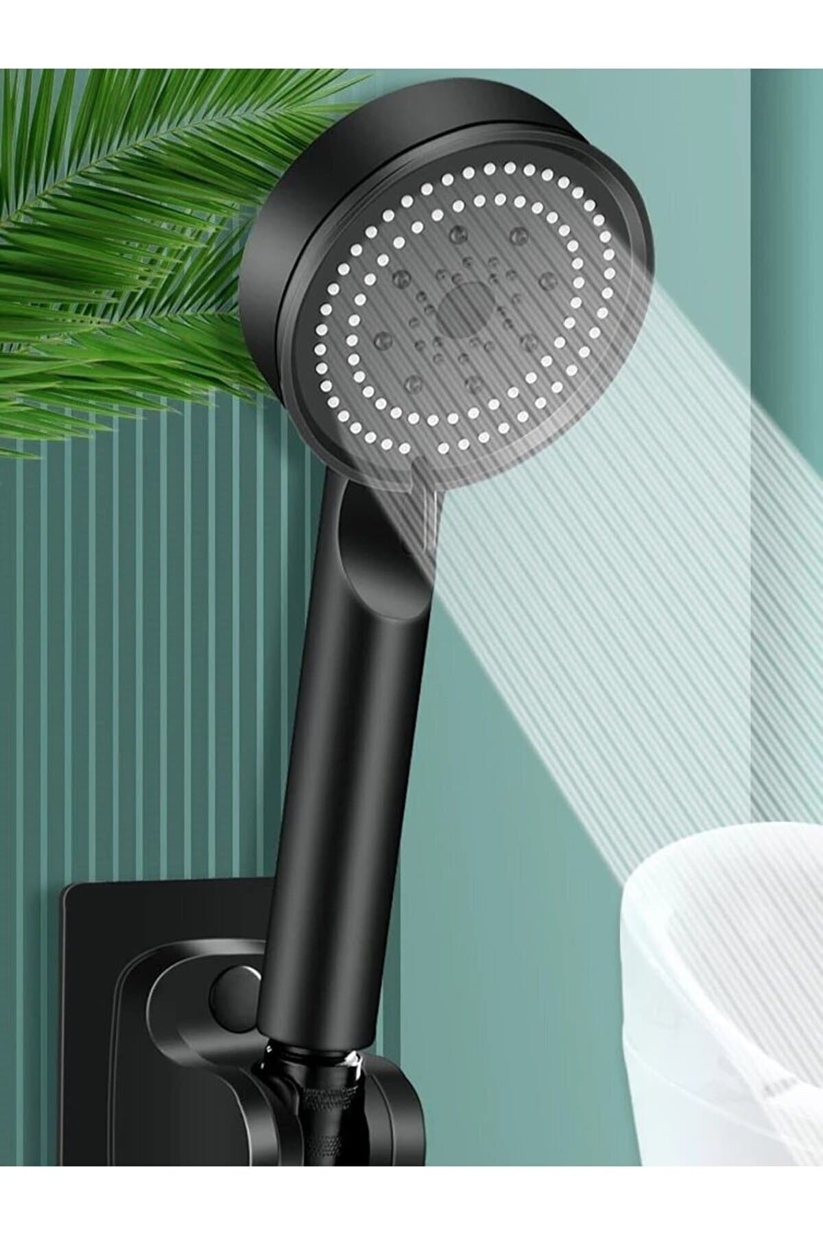 İndirimkap Turbo Fan 5 Fonksiyonlu Su Tasarruflu Duş Başlığı Siyah