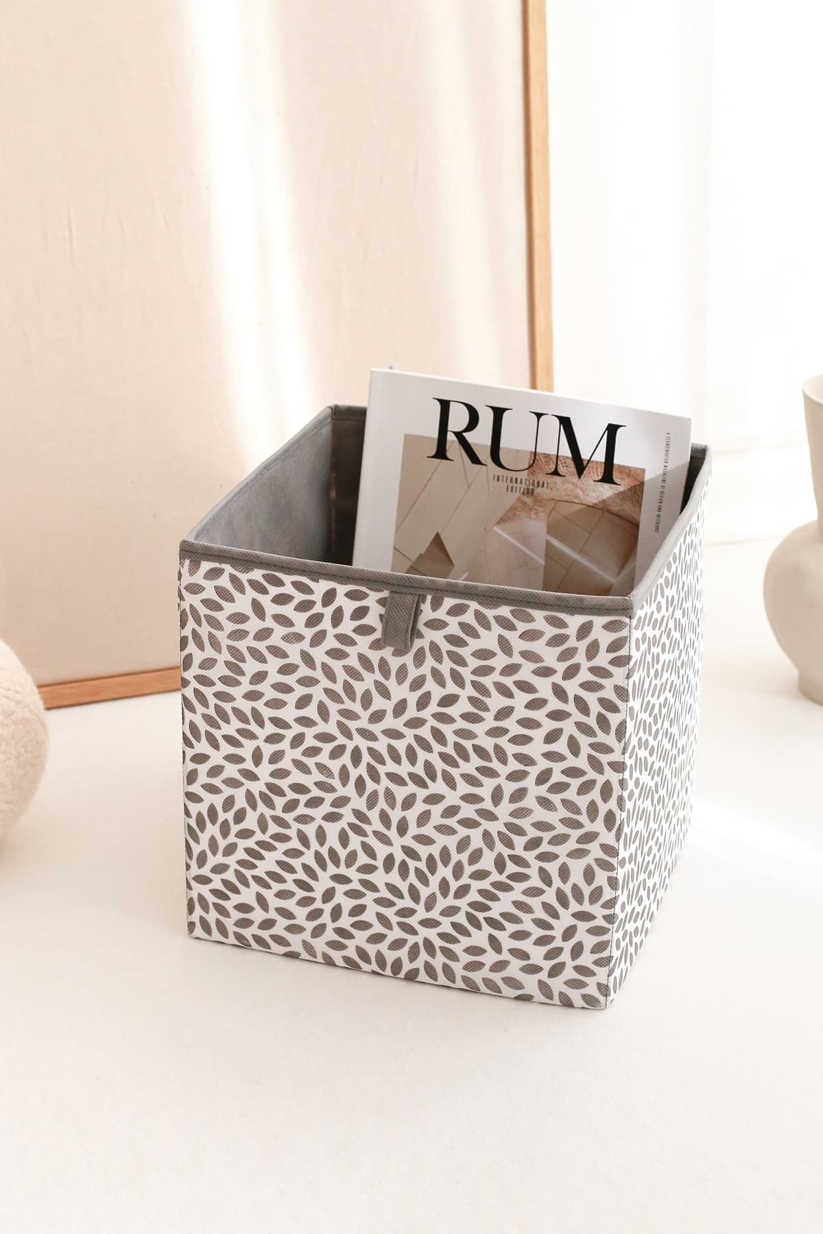 REKHOME Yaprak Gri Dolap Içi Çamaşır Oyuncak Düzenleyici Katlanır Saklama Kutusu Organizer 28x28x28
