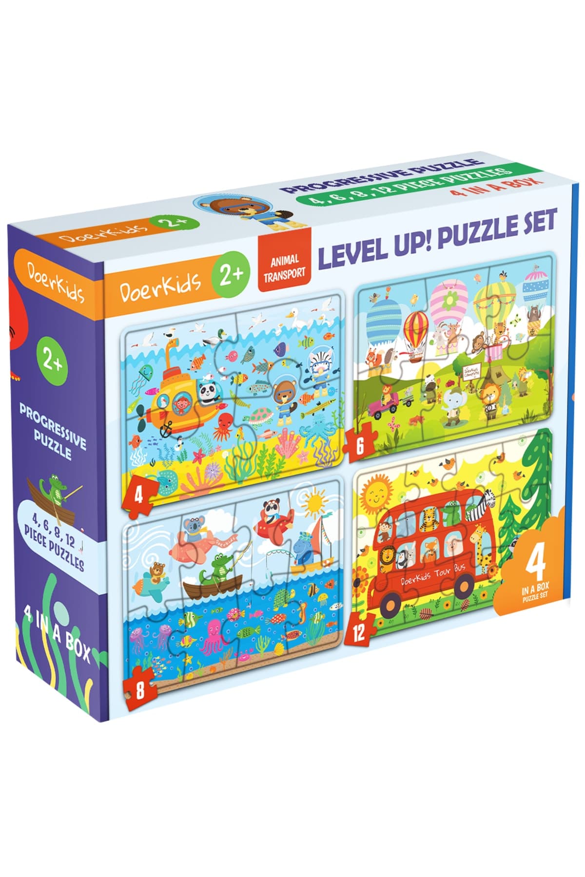 DoerKids Kademeli Taşıtlar Puzzle | 30 Parça | 4 Puzzle 1 Arada | 18 Ay