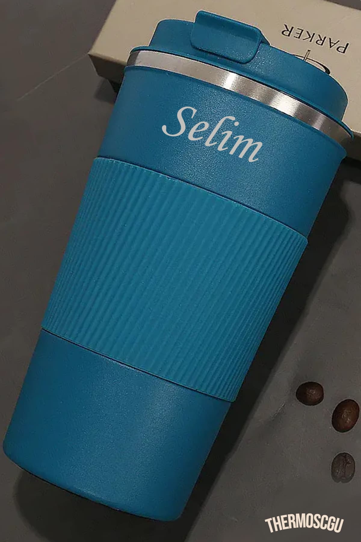 megame Anneler Günü Için Kişiye Özel Petrol Yeşili Termos Bardak 500ml, Kaydırmaz Taban, Araç Kupa Termos