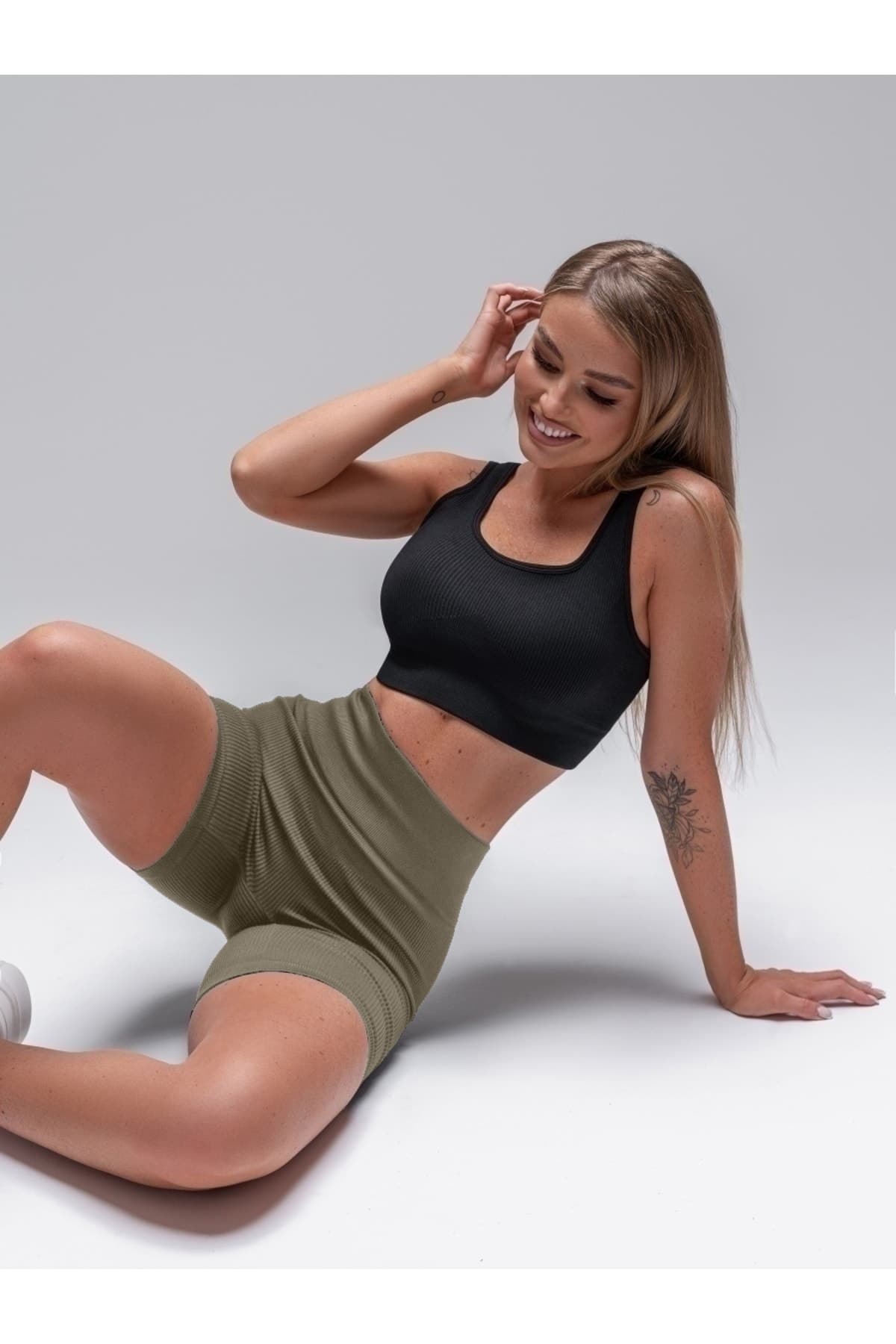 Mistirik Dublin Model Biker Örme Kumaş Seamless Model Fitilli Şort Camel Renk