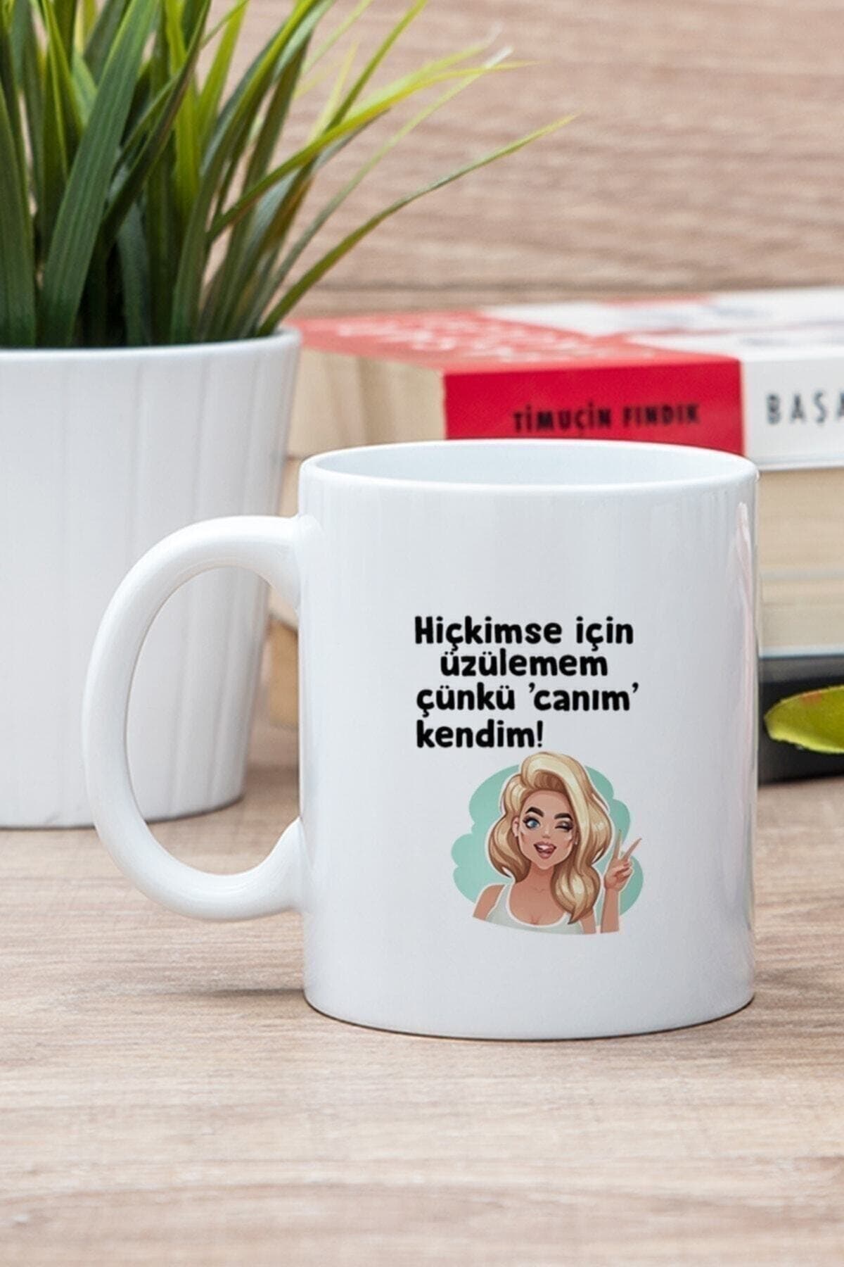 Genel Markalar Beyaz Canım Kendim Baskılı Kupa Bardak