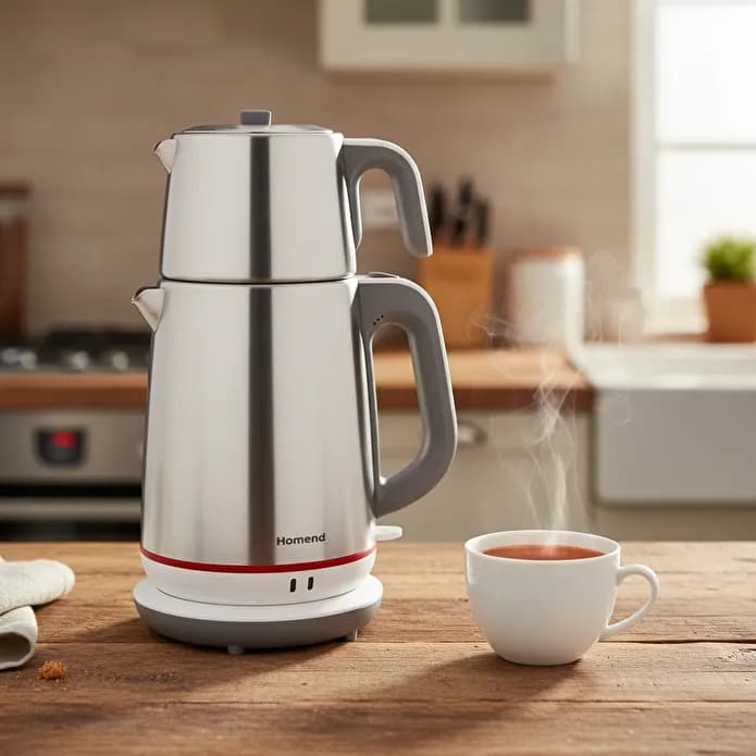 Homend Royaltea 1710h Çelik Çay Makinesi Inox Beyaz