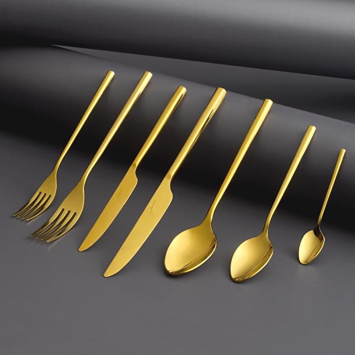 Jumbo 1001 Titanyum Gold 12 Kişilik 84 Parça Çatal Kaşık Bıçak Takımı