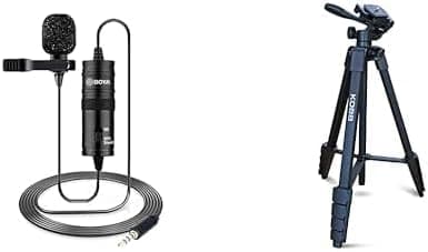Boya BY-M1 Yaka Mikrofonu ve KOBB KBL16T 160CM Su Terazili Profesyonel Alüminyum Lazer Tripod