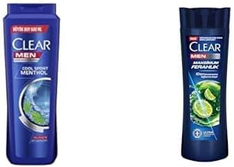Clear Men Erkek Şampuan Cool Sport Menthol Kepeğe Karşı Etkili 600 ml ve Clear Men Kepeğe Karşı Etkili Şampuan Maksimum Ferahlık 350 ml