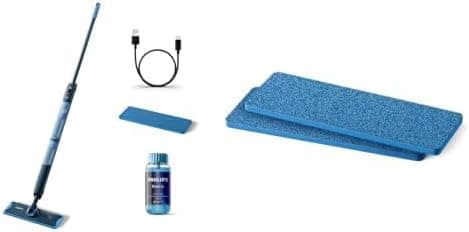Philips OneUp 5000 Serisi Kablosuz Elektrikli Mop XV5113/01 ve Yedek Değiştirilebilir Ped XV1882/20, Sert ve Hassas Zeminler için 2 Parça Set