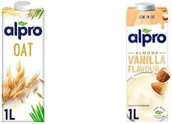 Alpro Yulaf Bitki Bazlı İçecek 1 L ve Alpro Badem Vanilya Bitki Bazlı İçecek 1L