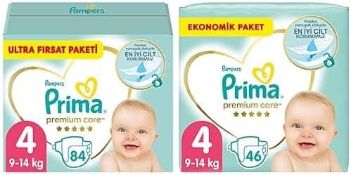 Prima Bebek Bezi Premium Care 4 Beden 84 Adet Maxi Fırsat Paketi & Prima Bebek Bezi Premium Care 4 Beden 46 Adet Maxi Jumbo Paket