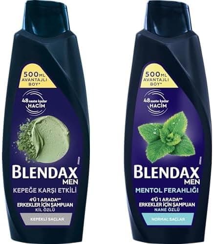 Blendax Erkekler İçin Kepeğe Karşı Etkili 500 ml ve Blendax Erkekler için Mentol Ferahlığı Nane Özlü Şampuan, 500 ml