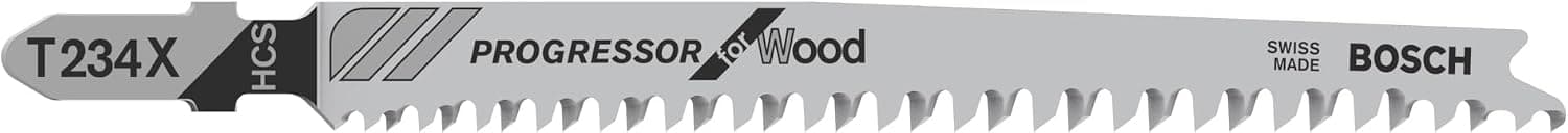 Bosch Professional 5 x Stichsägeblatt Progressor for Wood zum Sägen in Holz (5 Stück, T 234 X)