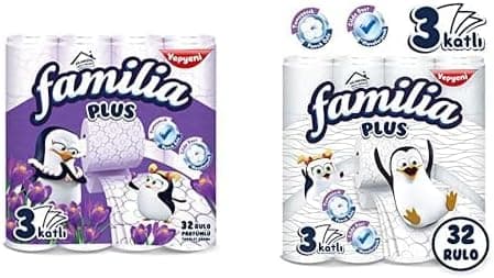 Familia Plus 3 Katlı Tuvalet Kağıdı Sihirli Çiçekler 32li 1 Paket (1 x 32 Adet), 2.7 kg ve Familia Plus 3 Katlı Tuvalet Kağıdı 32li 1 Paket (1 x 32 Adet)