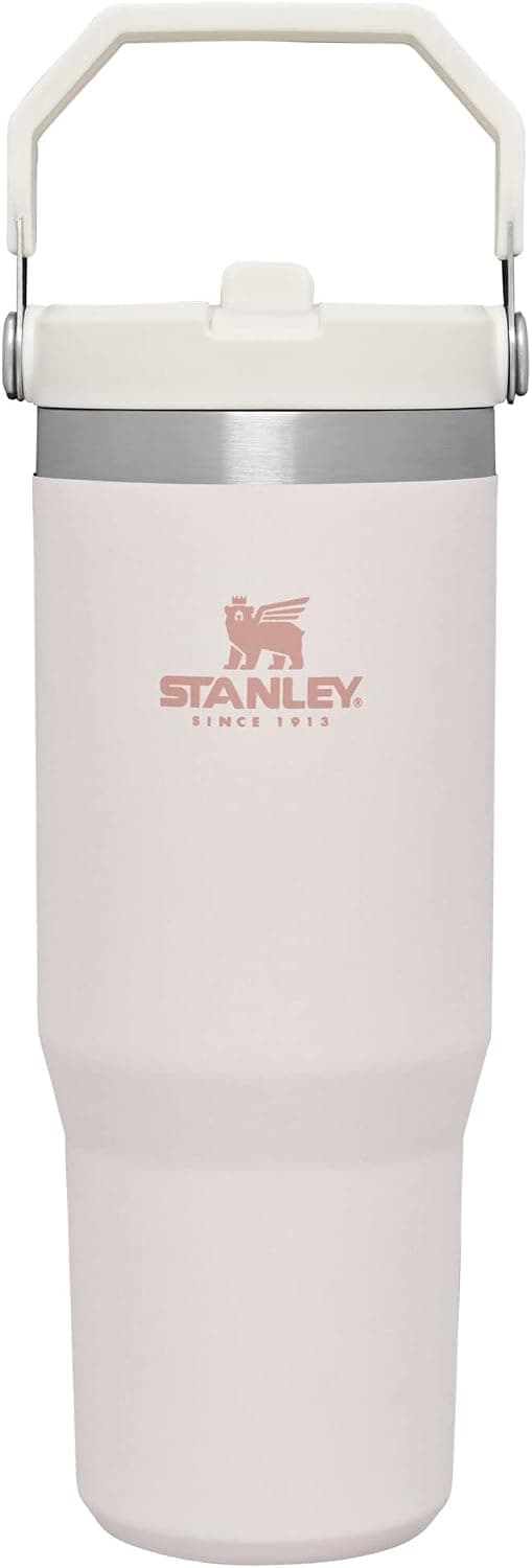 Stanley IceFlow Paslanmaz Çelik Pipetli Bardak - Ev, Ofis veya Araba için Vakum Yalıtımlı Su Şişesi - Tekrar Kullanılabilir Bardak Pipetli Sızdırmaz Kapaklı - 12 Saat Soğuk veya 2 Gün Buzlu (Gül