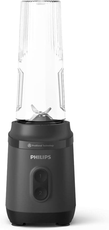 Philips Blend & Go 3000 Serisi Mini Smoothie Blender – 350W, 0,6L Taşınabilir şişe, Paslanmaz çelik bıçaklar, 2 Hız Ayarı, Bulaşık makinesinde yıkanabilir, ProBlend Teknolojisi, Siyah (HR2672/00)