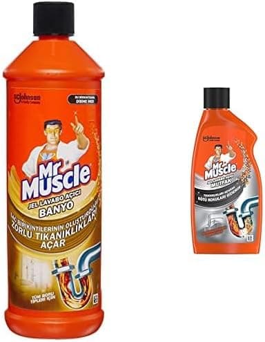 Mr Muscle Banyo Tüm Boru Tipleri için Jel Lavabo Açıcı 1000 mL ve Mr Muscle Mutfak için Jel Lavabo Açıcı 500 mL
