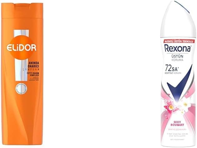 Elidor Saç Bakım Şampuanı Anında Onarıcı 400 ml + Rexona Kadın Sprey Deodorant Sexy Bouquet 150 ml