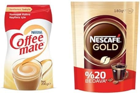 Nestlé Coffee Mate Kahve Beyazlatıcısı 200 g Ekopaket ve Nescafe Gold Ekonomik Paket 180 gr