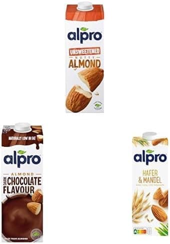 Alpro Seti | Şekersiz Badem 1 L x2 + Badem Bitter Çikolata İçeceği 1L x1 + Yulaf Badem 1L x1