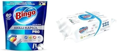 Bingo Akıllı Kapsül Pro Bulaşık Makinesi Deterjanı Tableti 80li & Bingo Yüzey Havlusu Beyaz Sabun 96lı