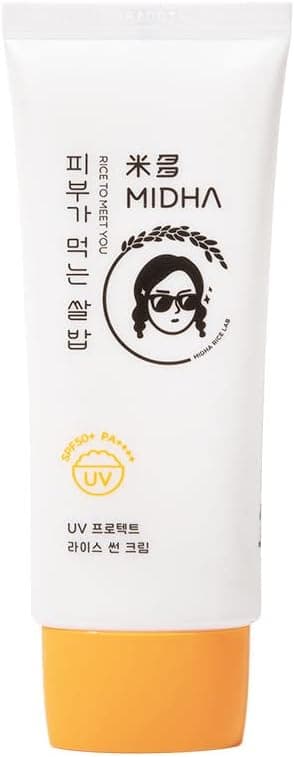 MIDHA Hafif Yapılı Yağsız Formüle Sahip Nemlendirici Güneş Kremi UV Protect Rice Sun Cream SPF50