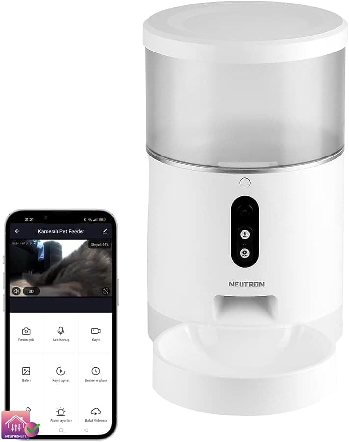 Neutron Kameralı Ve Sesli Akıllı Mama Kabı Wi-Fi Destekli - Smart Pet Feeder - App İle Kontrol