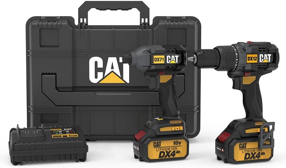 CAT DX12K.2 18 Volt/4.0Ah Li-ion Çift Akülü Kömürsüz Profesyonel Şarjlı Darbeli Matkap + DX71.2 Kömürsüz Darbeli Tornavida Kombo Set