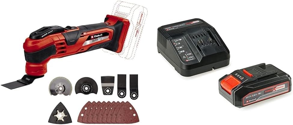 Einhell VARRITO - Solo, Akülü Raspalama Makinesi ve Einhell 18V 2,5 Ah PXC Starter Kit (Başlangıç Seti)