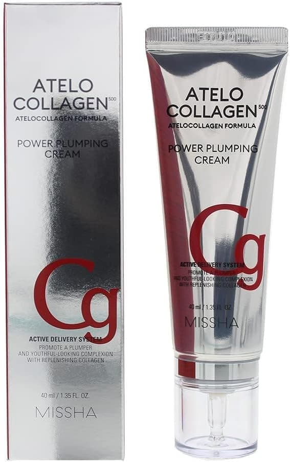 MISSHA MISSHA ATELO COLLAGEN 500 POWER PLUMPING CREAM - 4 çeşit kolaj ile yüz için Kore Kollajen kremi - Gündüz ve Gece Nemlendirici