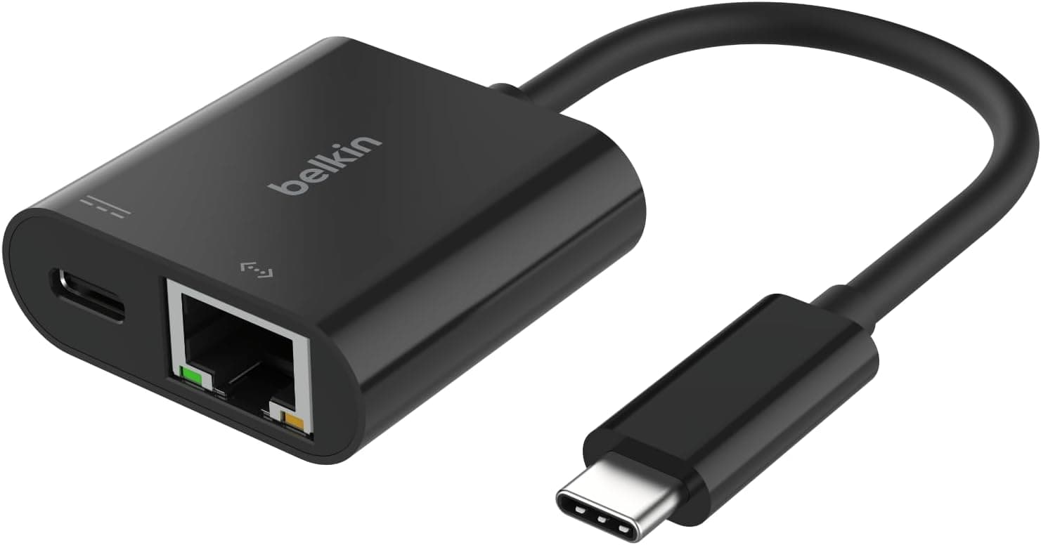 Belkin Connect USB-C - Ethernet + Şarj Adaptörü 100W, Gigabit Ethernet Bağlantı Noktası ve USB-C Bağlantı Noktası