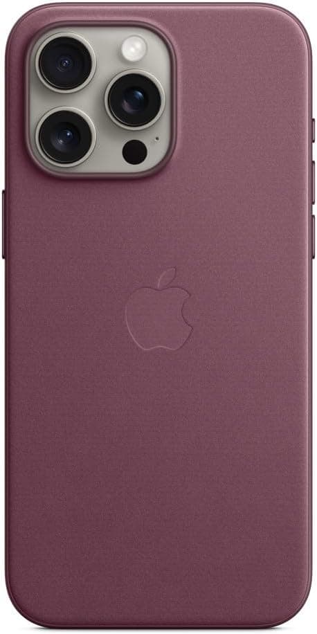 Apple iPhone 15 Pro Max için MagSafe özellikli Mikro Dokuma Kılıf - Karadut ​​​​​​​