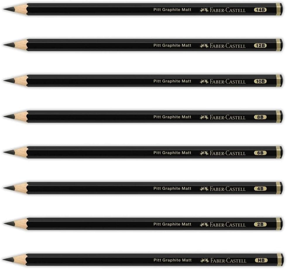 Faber-Castell Pitt Matt Dereceli Kurşun Kalem, 8B, Ultra Mat, Parlama Yapmaz, Siyah Beyaz Çizimler İçin, Teknik Çizim ve Eskiz İçin Dayanıklı Uç