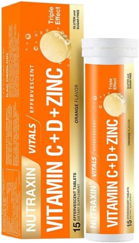 Nutraxin Vitamin C-D-Zinc 15 Efervesan Tablet Takviye Edici Gıda
