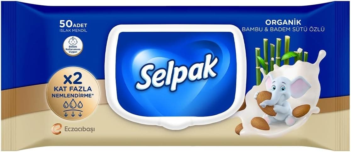 Selpak Organik Bambu Badem Sütlü Islak Mendil 1x50
