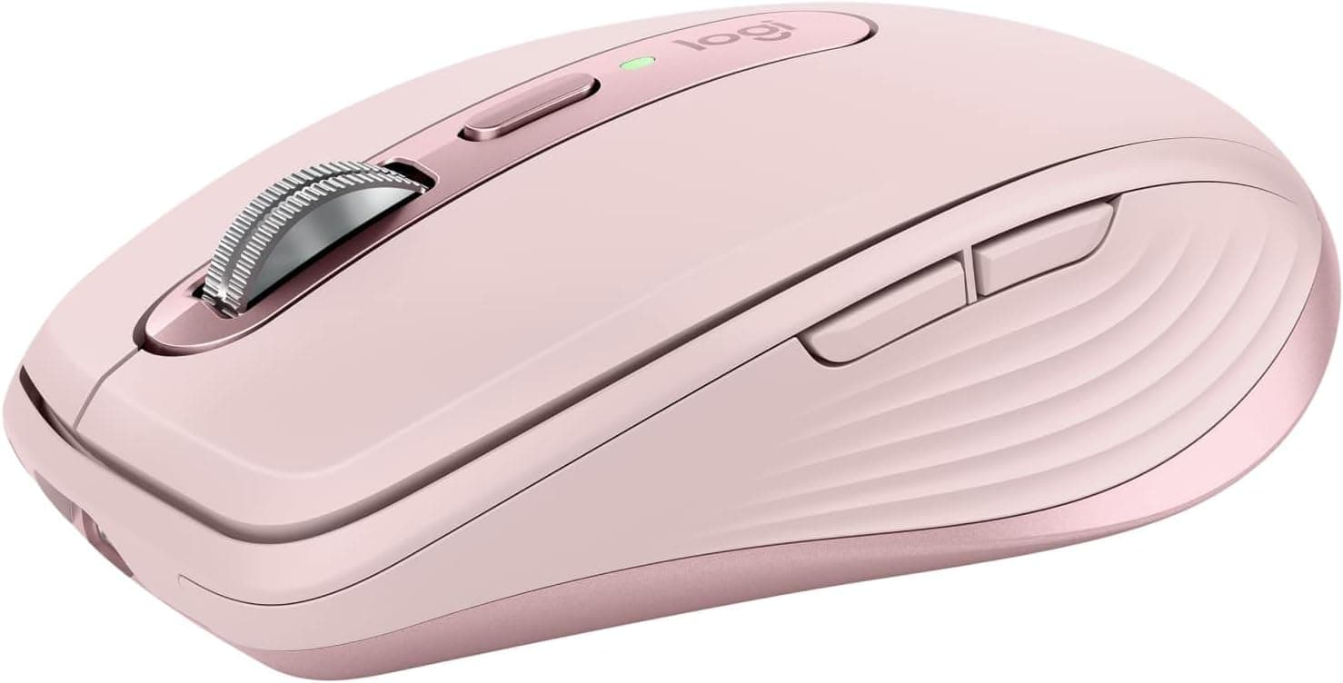 Logitech MX Anywhere 3S Sessiz Kompakt Kablosuz Mouse, 8.000 DPI Sensör ile Tüm Yüzeylerde Kullanım, MagSpeed Elektromanyetik Kaydırma Özelliği, USB C, Bluetooth, Windows PC, Linux, Chrome, Mac, Pembe